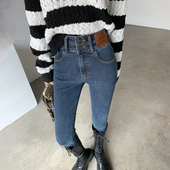 高腰弹力紧身百搭铅笔长裤 辣妹小脚牛仔裤 女秋冬显瘦2024年新款 子