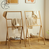 衣帽架卧室折叠收纳床边挂衣架裤 架子落地床头放衣服架子置物架