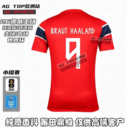德国2026挪威世界杯国家队主场9号哈兰德10号厄德高球衣足球服定