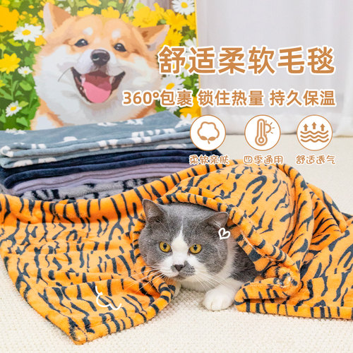珊瑚绒宠物猫咪毛毯小被子猫狗垫子冬季保暖双面盖毯睡觉用笼垫子