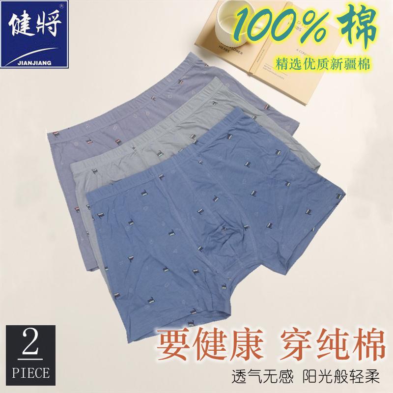 健将男士内裤纯棉款中腰平角印花