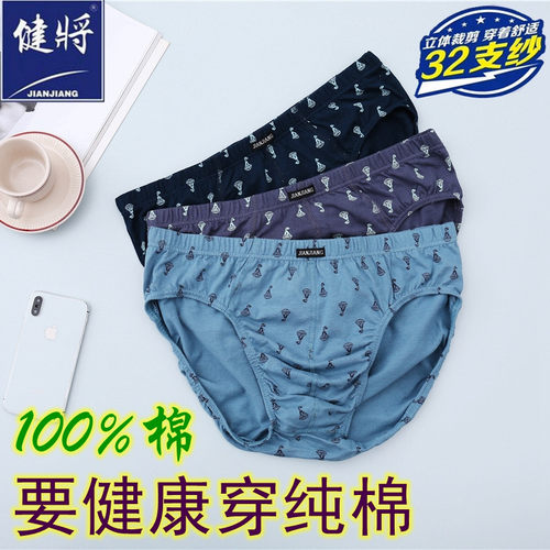 健将男三角内裤纯棉全棉印花盒装
