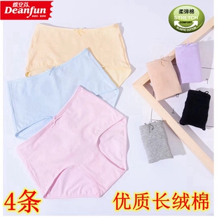 中腰三角短裤 4条热销蝶安芬975女士内裤 全棉弹力莱卡纯色百搭款