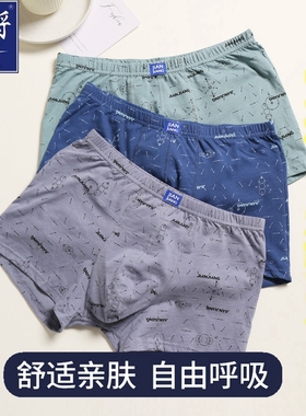 正品健将98J88男士内裤纯棉全棉平角年轻款式浅色印花中腰四角2条