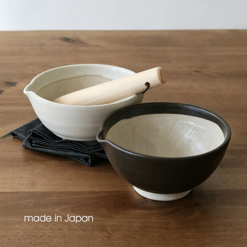 LOLO日本制手工陶瓷研磨碗压蒜器厨房调料碗家用研磨工具研磨器