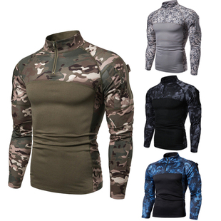 户外迷彩长袖T恤Outdoor camouflage long sleeve zipper T-shirt
