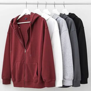 Zip 纯色连帽拉链开衫 Solid Shoulder Hoodie 落肩卫衣外套Drop