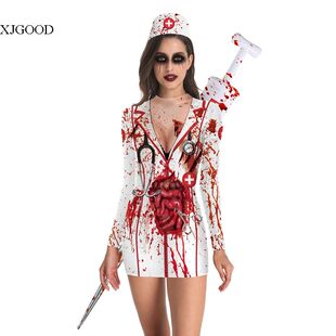 cosplay nurse dress万圣节丧尸护士扮演连衣裙 zombie halloween