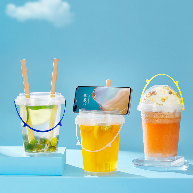 商用1000ml桶装贴纸奶茶杯定制
