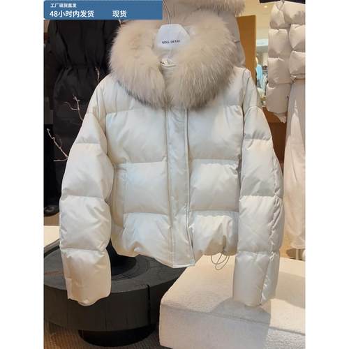 高充绒量高级感版型巨好看的白色白鸭绒羽绒服女2025冬季新款短款