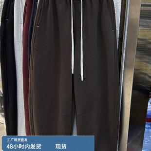 2025秋冬新款宽松显瘦休闲裤女裤脚抽绳加绒加厚运动卫裤弯刀裤潮