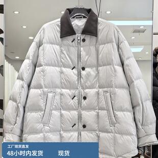 衬衫领轻薄中长款羽绒服女2025秋冬新款90绒宽松气质高级感外套潮