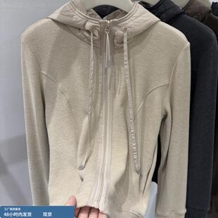 双面德绒连帽卫衣拉链开衫女秋冬款加厚磨毛软糯拼接仿羽绒服帽衫