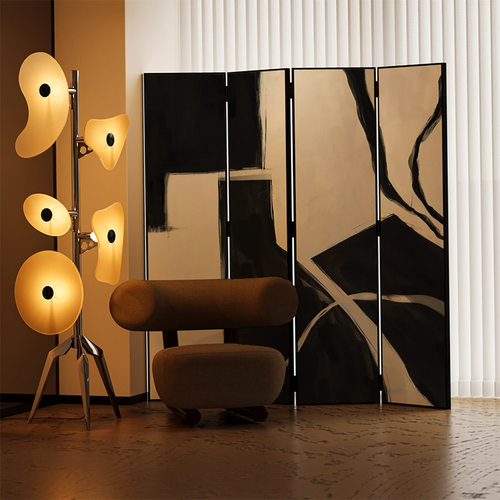 简约现代屏风隔断玄关客厅装饰抽象艺术定制铝合金折叠移动背景墙