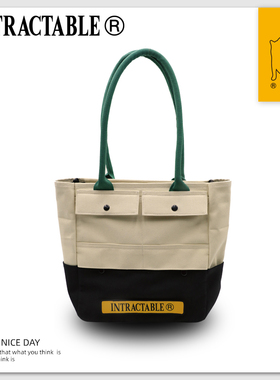 INTRACTABLE原创多功能生命配色大容量托特包帆布包单肩包组合包