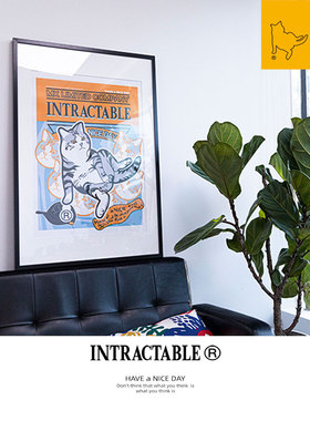 INTRACTABLE猫插画大幅装饰画漫画卡通限量收藏画框装裱家装挂画