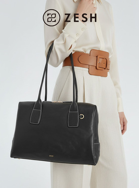 【新品】ZESH/泽尚 印象大号波士顿包植鞣牛皮女包手提包腋下包包