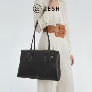 泽尚 ZESH 印象大号波士顿包植鞣牛皮女包手提包腋下包包 新品