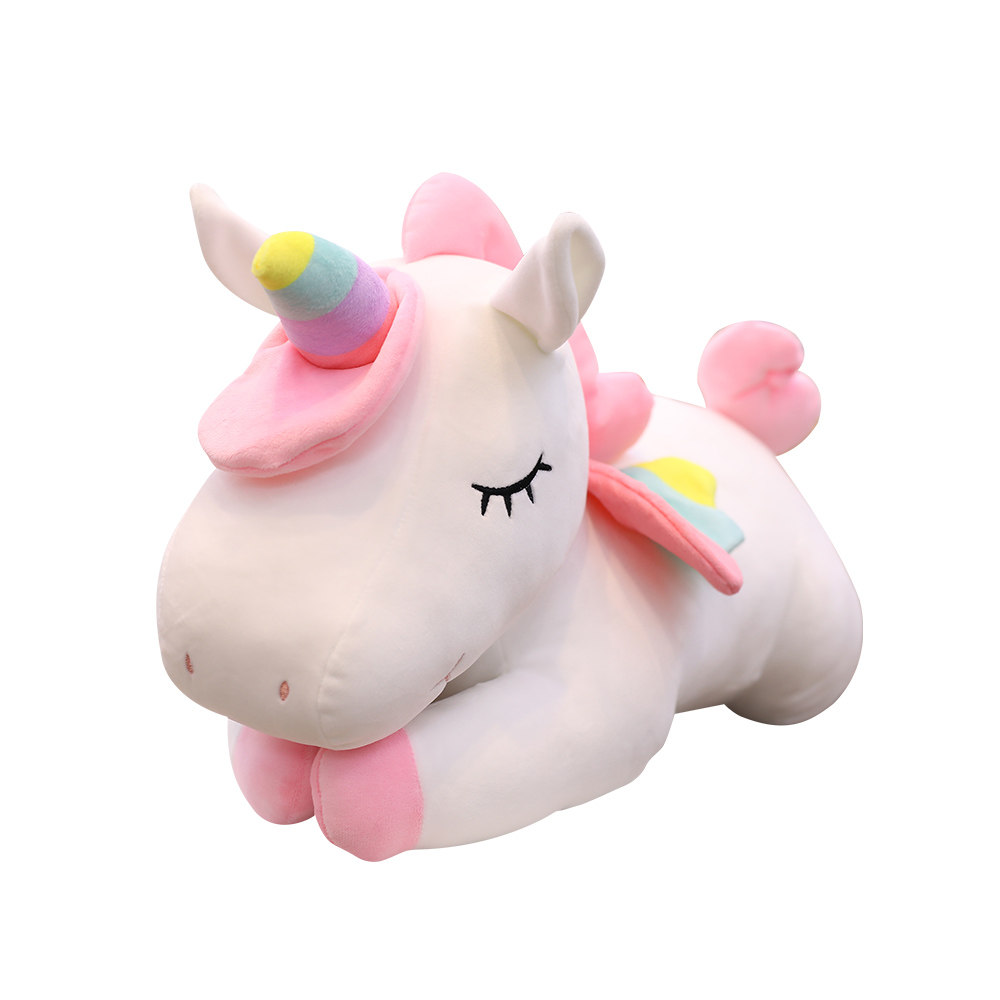 独角兽公仔毛绒玩具大号粉色彩虹马可爱女孩床上抱着睡觉娃娃抱枕
