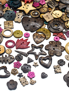 高档环保天然大中小混装木头钮扣 木质纽扣民族复古风diy装饰扣子