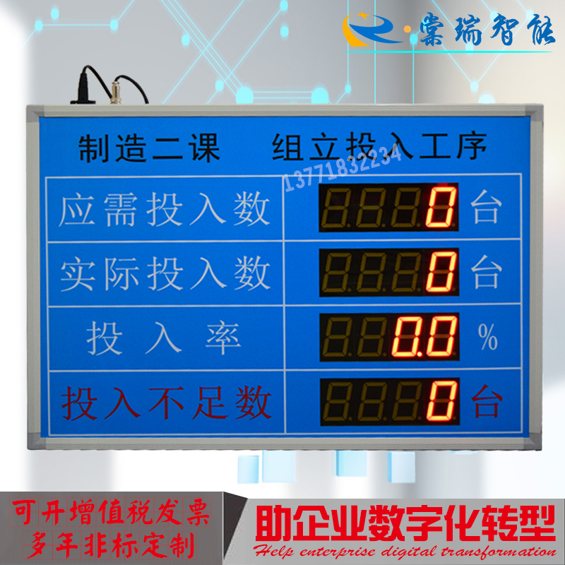 应投产数量不足完成率电子看板RS485通讯光电开关采集LED显示包邮