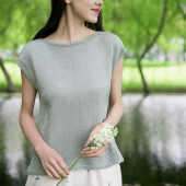 夏季 手工diy材料包 棒针短袖 毛线编织丝光棉线含教程 青婉