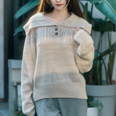 复古翻领毛衣编织材料包 310琦娜 手工棒针毛线团DIY含教程