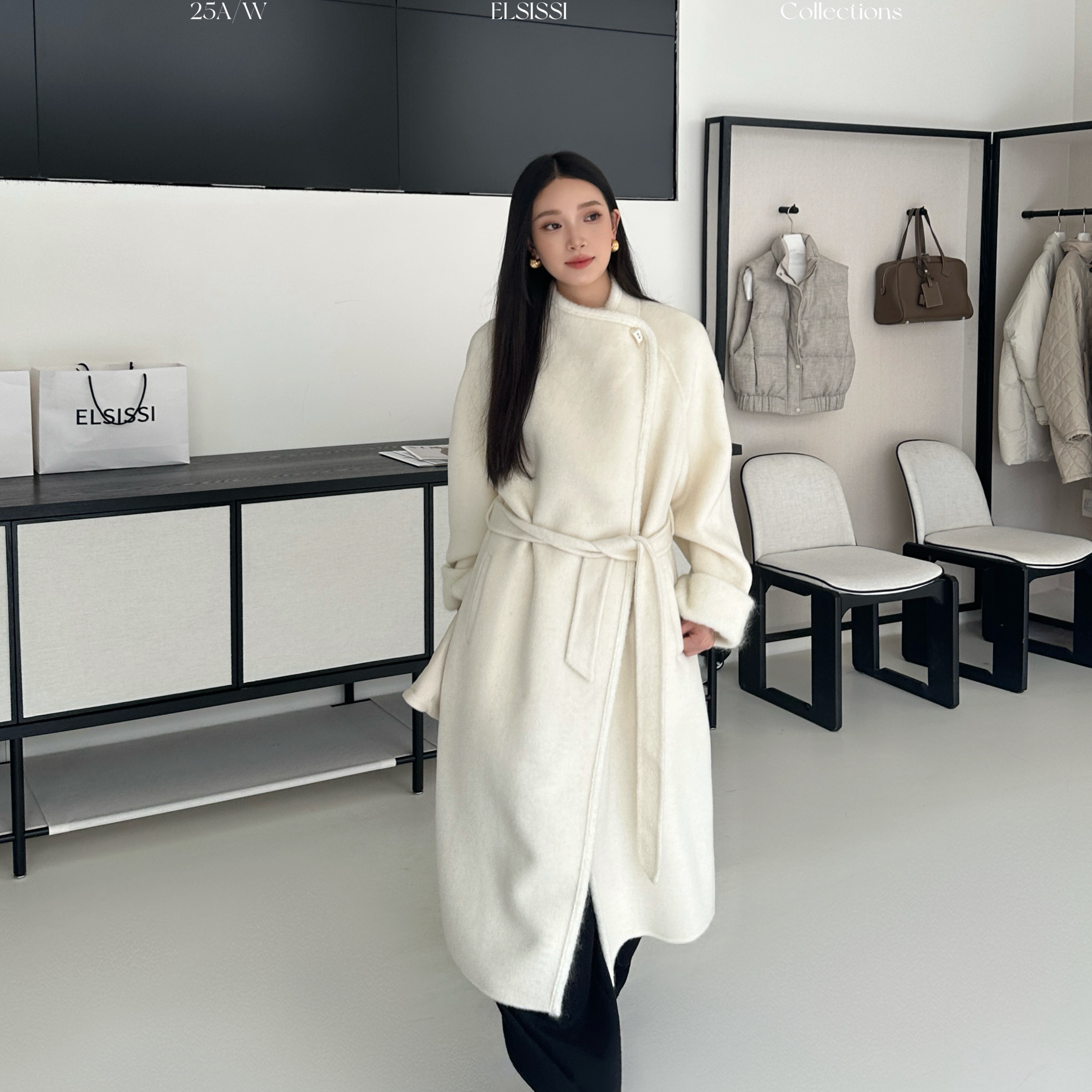 ELSISSI长款纯羊毛大衣