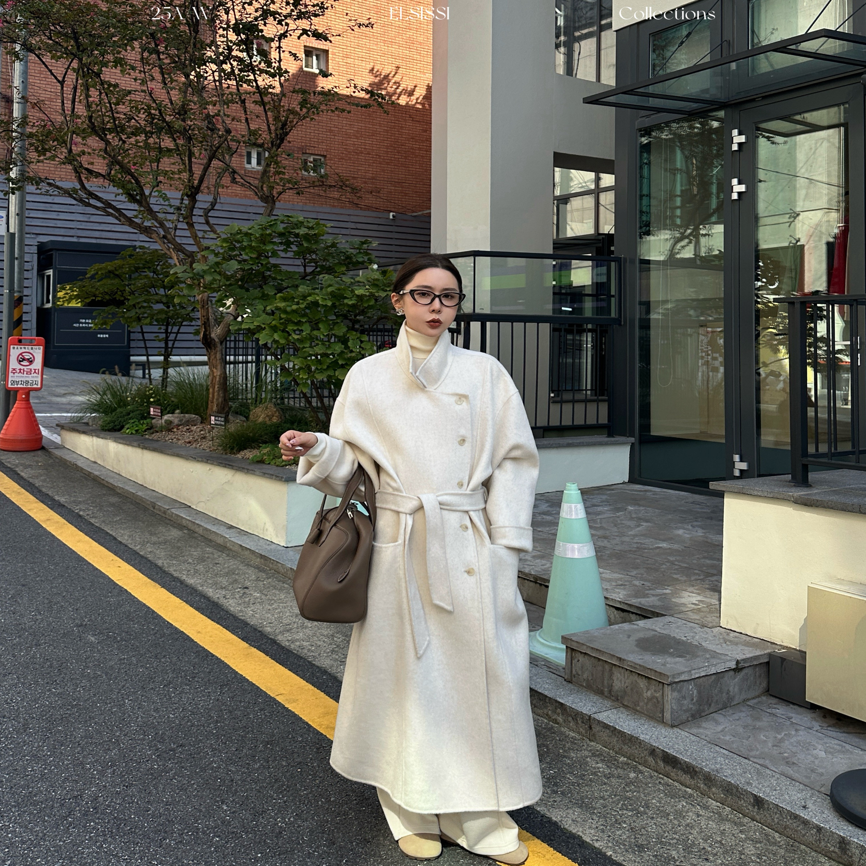 新款两穿围巾款中长款毛呢外套