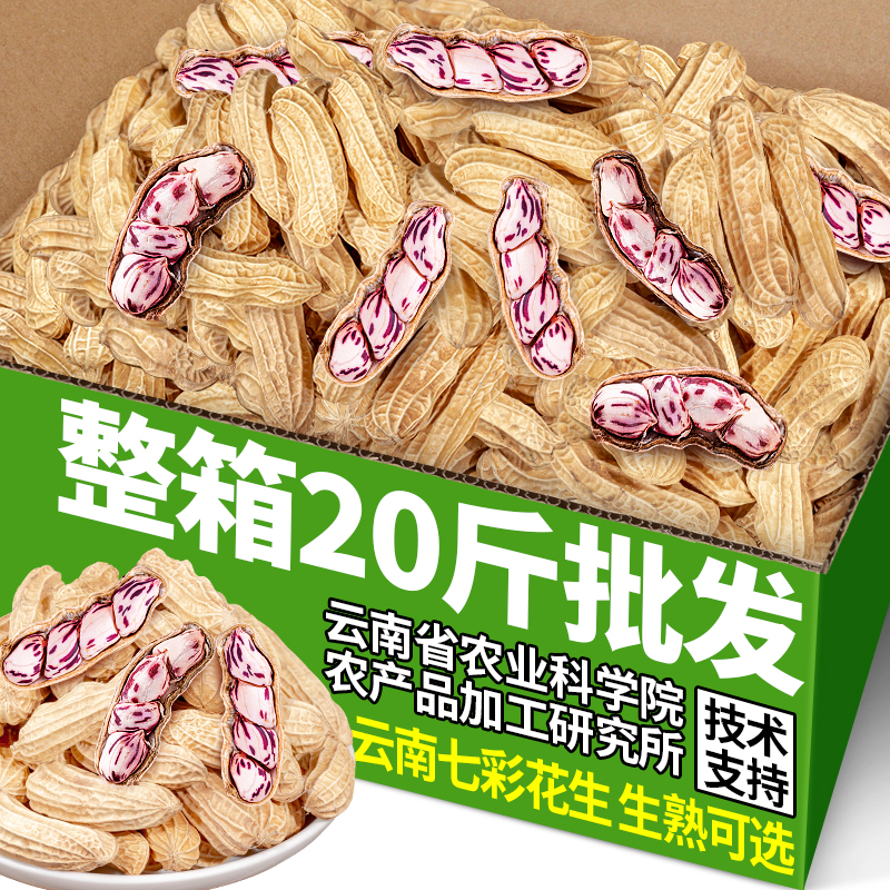 农科院云南七彩花生20斤整箱带壳