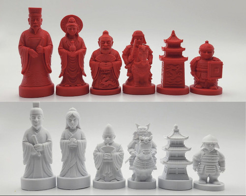 国际象棋套装古中国VS古日本3D打印棋子可以定制颜色