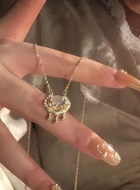 平安锁项链新款国风祥云吉祥轻奢中式设计白玉髓女锁骨链一件