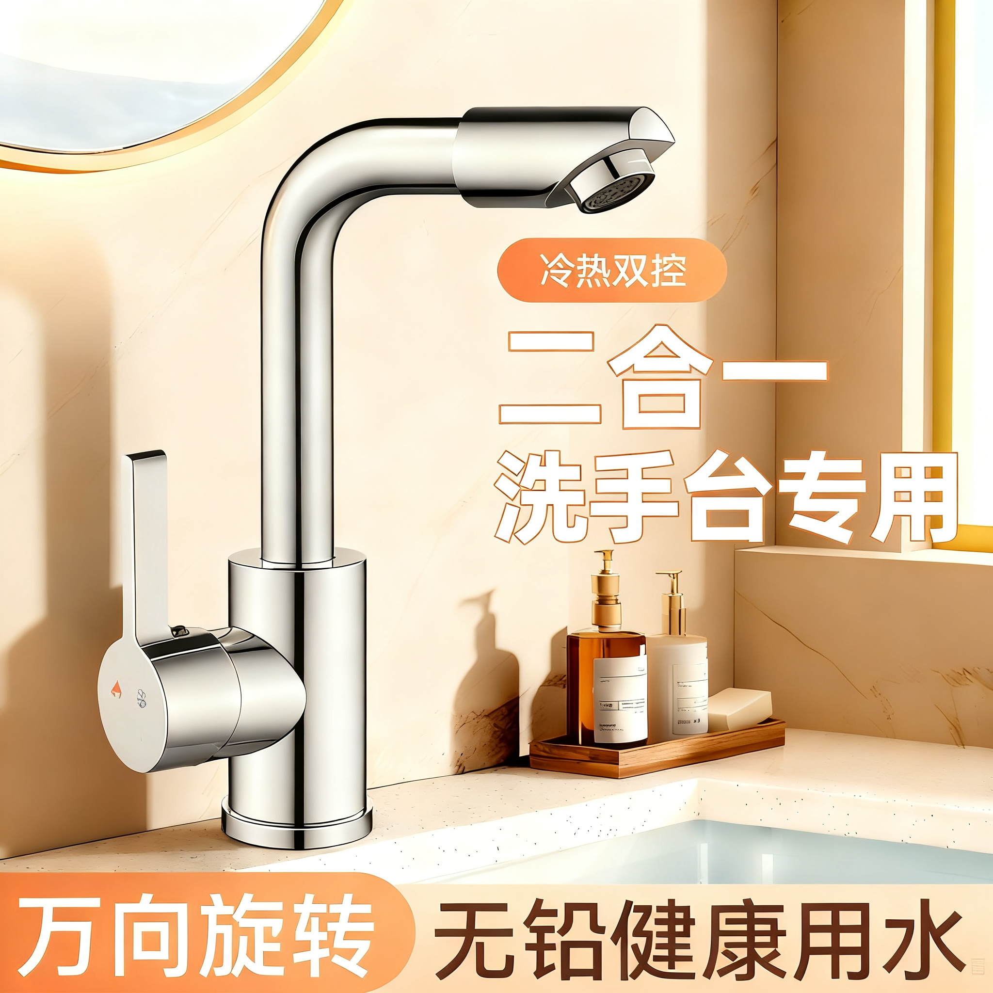 洗手台水龙头卫生间家用全铜单冷