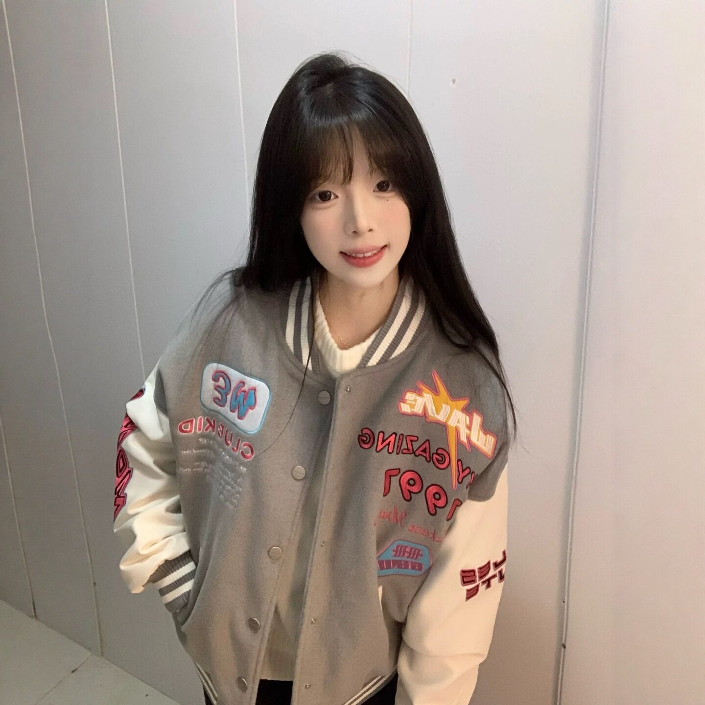 韩系复古刺绣立领棒球服外套女秋冬季潮流设计感小众甜美夹克