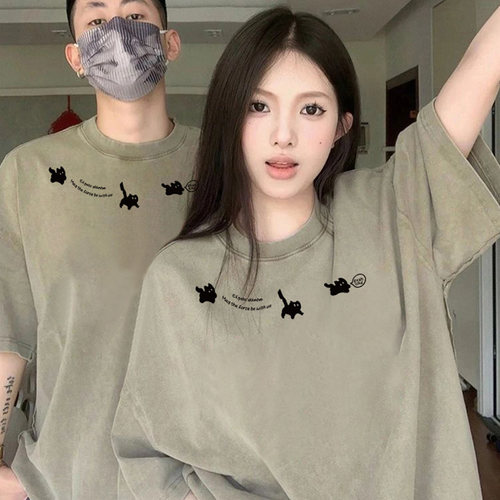 特别的情侣装夏季装t恤短袖纯棉2025新款网红高级感潮牌衣服男女