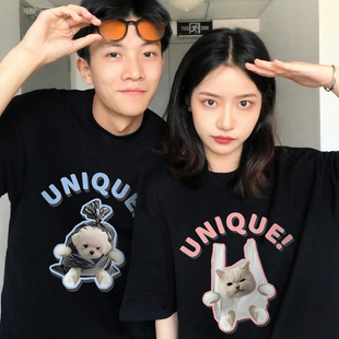 网红高级感超好看潮流纯棉短袖 特别 t恤2025新款 夏装 超火情侣装