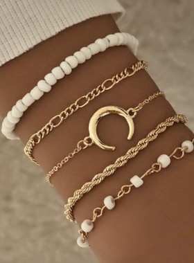Fashion Street Moon Bracelet Five piece Retro Bracelet Set