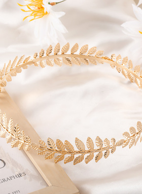 Women's Leaf Hair Hoops Gold Headwear欧美皇冠头箍树叶发箍