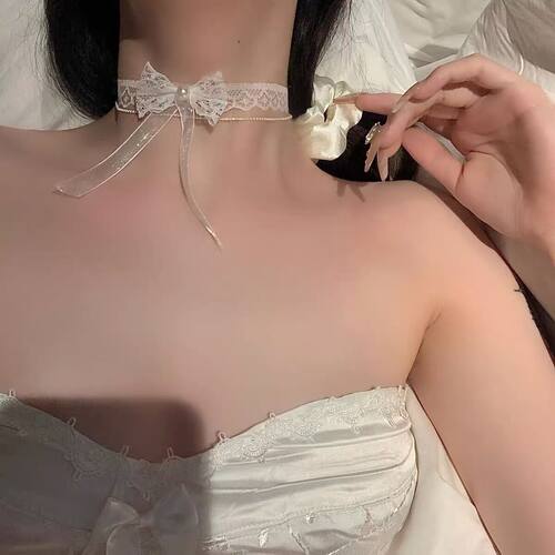 Bow lace collar women neck strap accessories short necklace