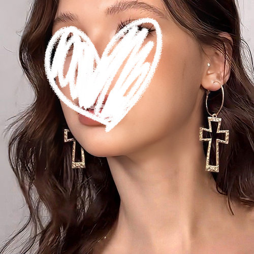 耳环Exaggerated Vintage cross earrings female long earrings