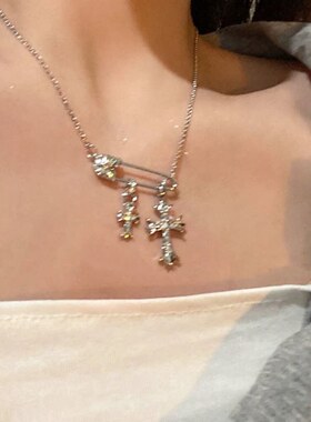 Cross Pin pendant Necklace Women Accessories Clavicle Chain
