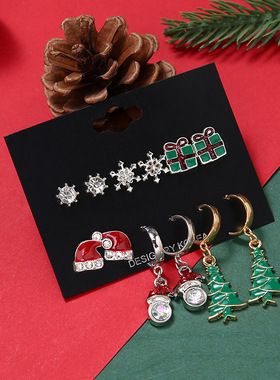 New Christmas Earnail Ear Clip Snow Hat Tree Cute earrings