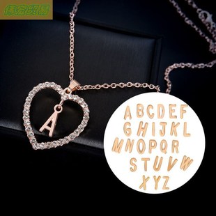 fashion love heart letter peach necklace Simple new diamond