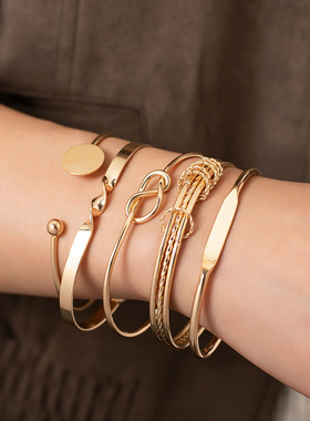 时尚混搭开口手镯手饰叠戴风组合