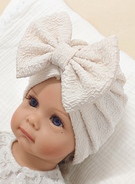 Children pullover hat bow newborn fetal cap儿童蝴蝶结套头帽