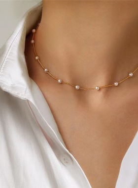 Ladies Jewelry temperament Pearl necklace collarbone choker