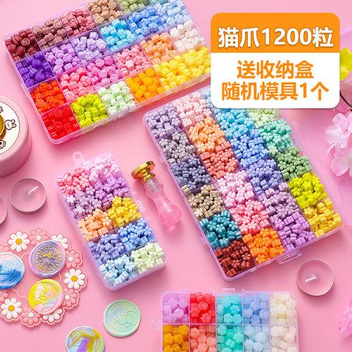 2026新款六一儿童节礼物女孩61男生网红爆款火漆蜡粒小号猫爪夜光珠光透色混色火漆异形蜡粒火漆印章蜡粒猫爪