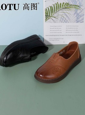 高图浅口单鞋女2025秋季新款真皮平底舒适日常奶奶鞋女2546-62311