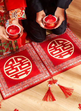 跪垫一对结婚敬茶坐福垫敬酒跪拜红色喜垫新娘改口婚庆用品大全