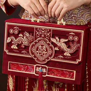 订婚彩礼现金盒子提亲礼金箱盒结婚10万20万聘礼高档展示钱盒布置